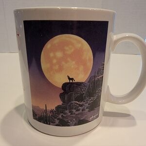 Lone Wolf Leaning Tree 1988 Schimmel Desert Moon Song  Mug,Signed -Pre-owned